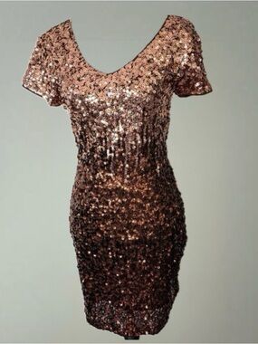 Sequin Scoop Neck Ombré Sheath Dress